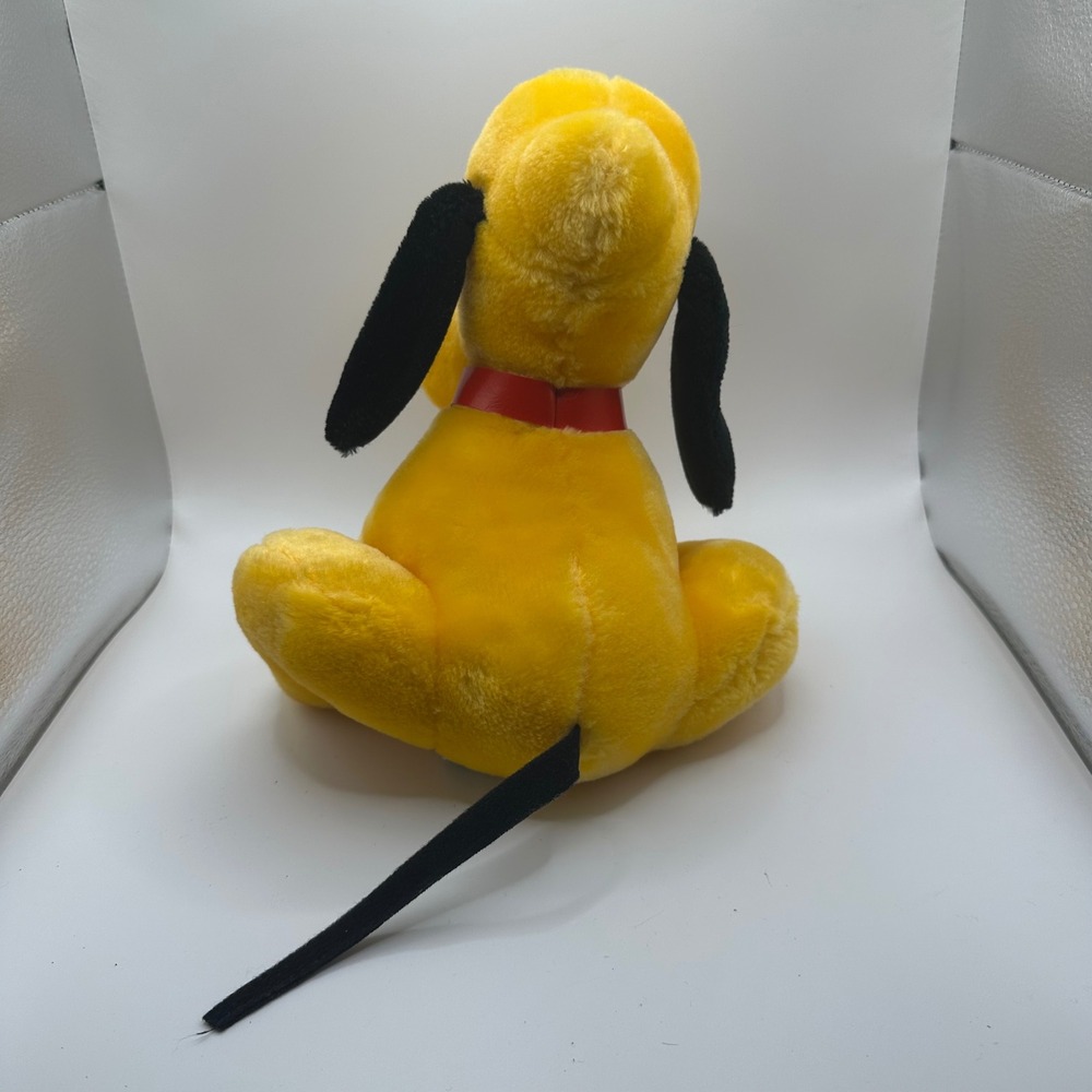 Vintage Disney Pluto Plush Stuffed Animal Yellow Dog Red Collar Toy - Picture 3 of 4